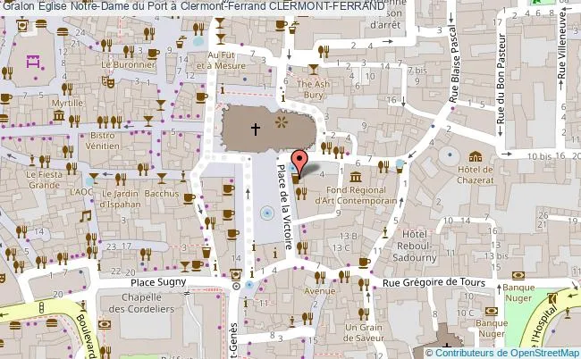 Carte rues autour de la Cathédrale de Clermont 