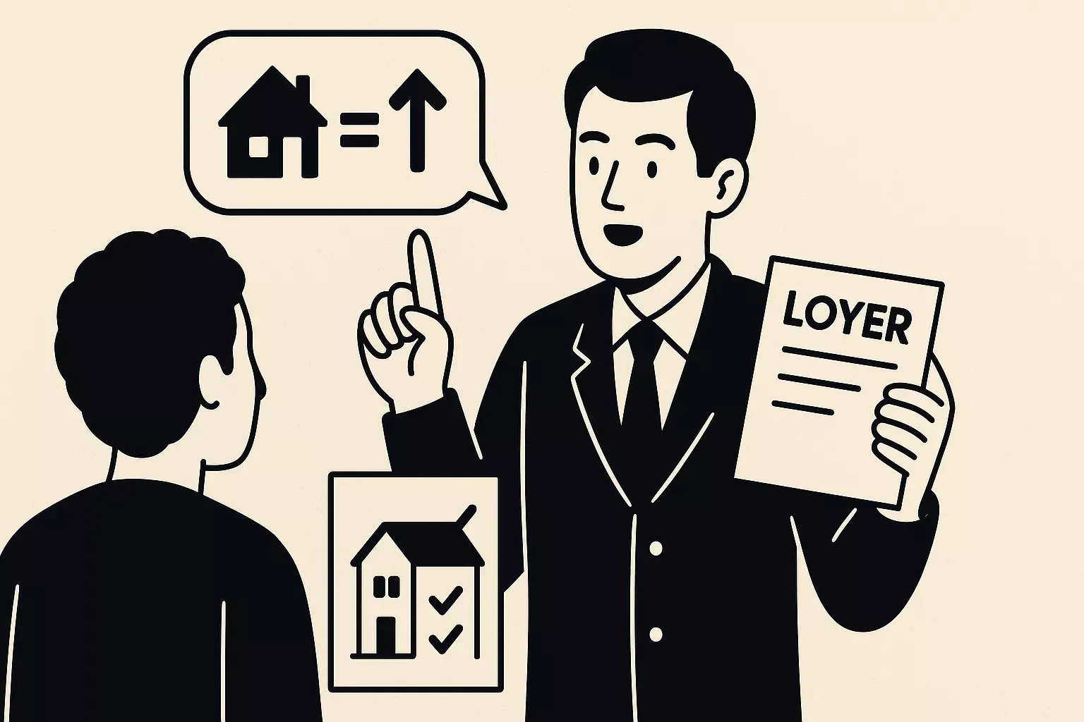 Pourquoi Choisir l'Investissement Immobilier Plutôt que la Bourse ? Dessin d'un monsieur et d'un enfant