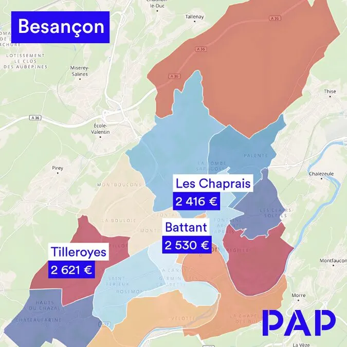Investir à Besançon Carte pap quartier Besançon