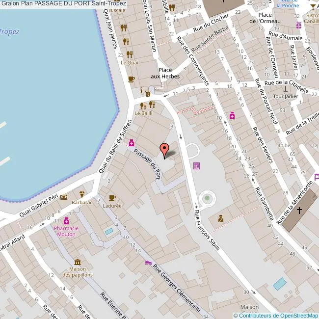 Carte centre historique de Saint Tropez 