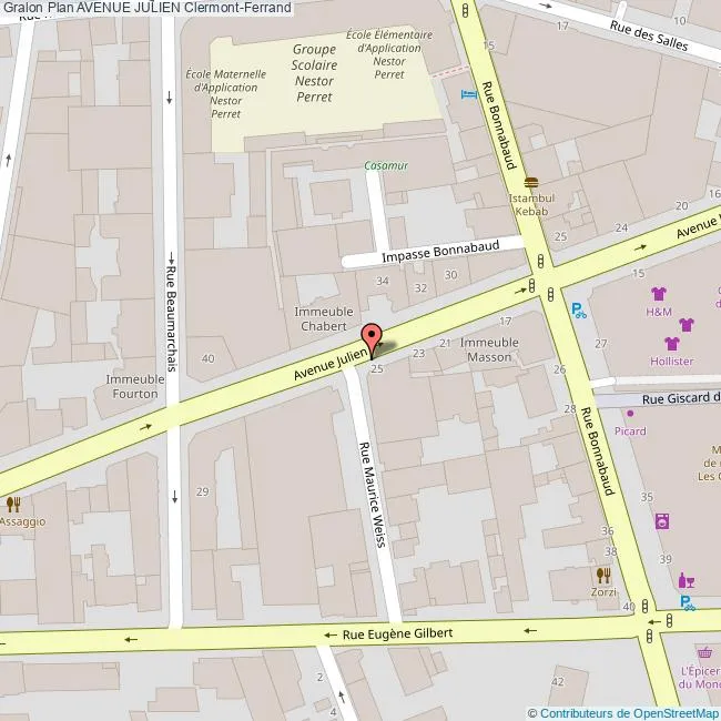 Carte Avenue Julien Clermont Ferrand 