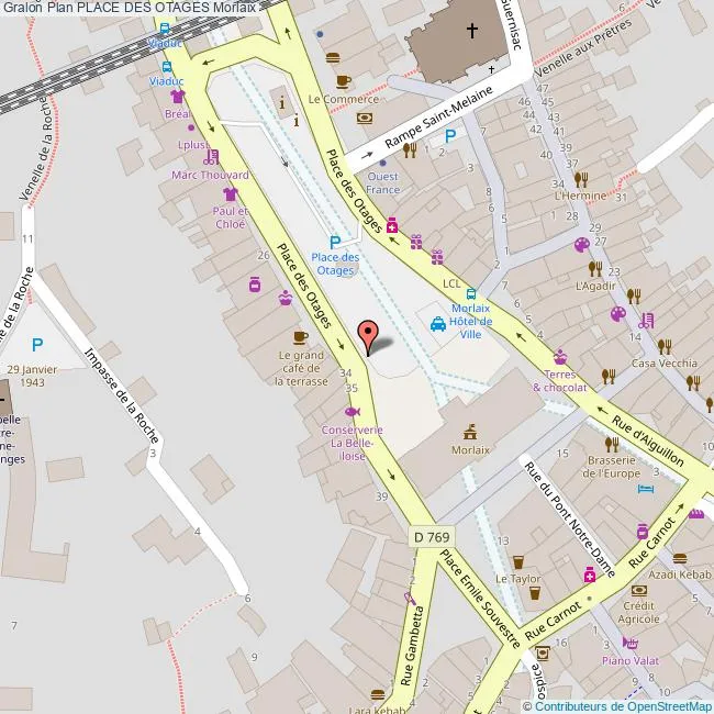 Carte place des otages Morlaix 