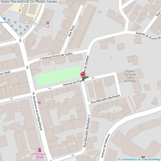 Carte Avenue du Prado Cannes 