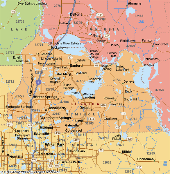 Map Of Lake Mary Florida And Surrounding Areas