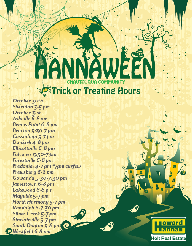 Chautauqua County Trick or Treat Times