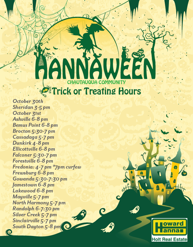 Chautauqua County Trick or Treat Times