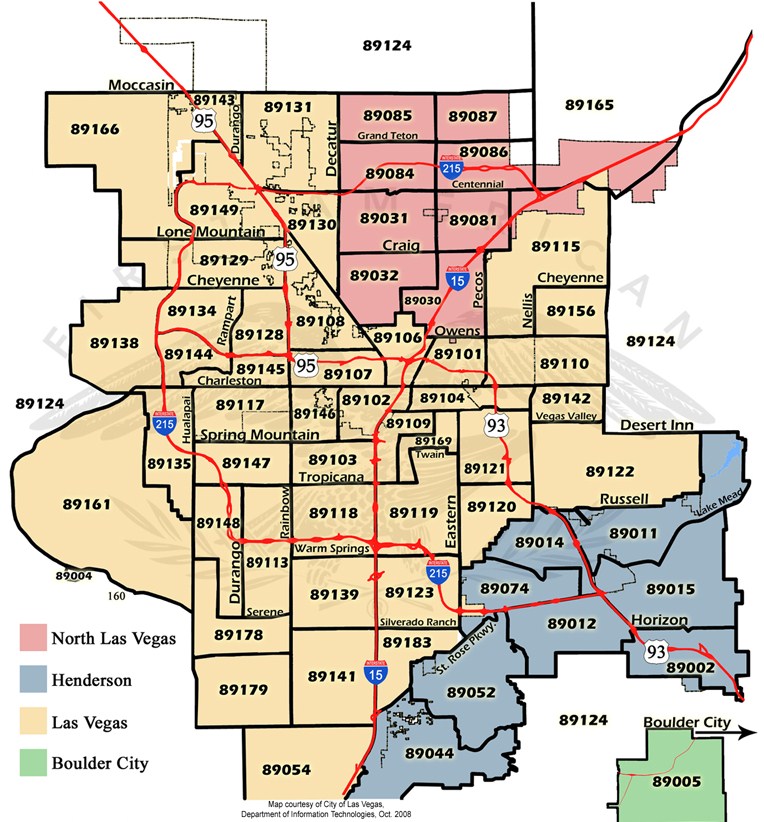 Printable Las Vegas Zip Code Map   Zip Code Map 2008 2 