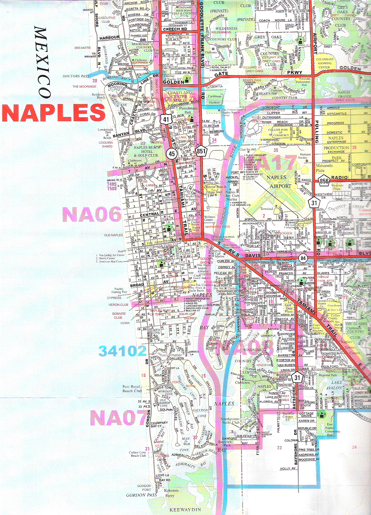 Naples Florida City Map 2018