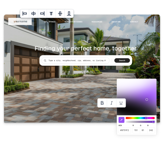 Several graphics layed on top of each other showing an example iHouseweb site.