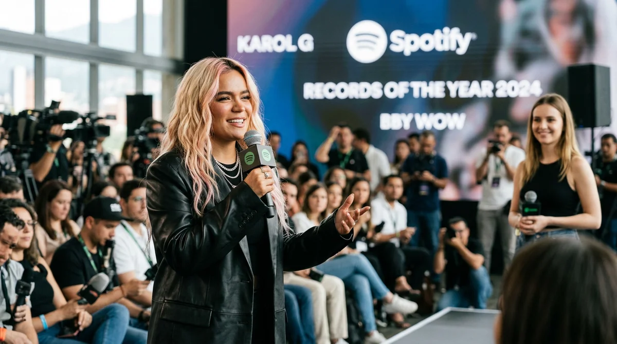 Karol G sostiene el récord del año en Spotify con «Bby Wow» y le abre paso a la eslovaca Adéla