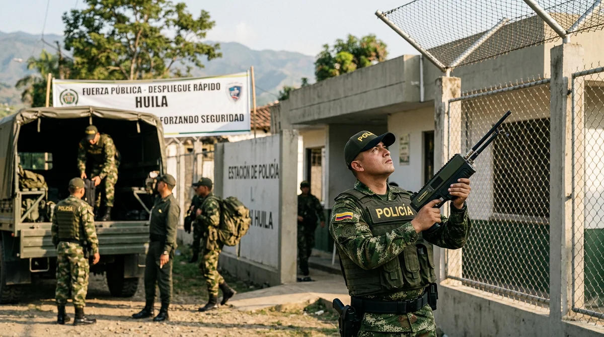 Gobierno blindará más de 300 estaciones de Policía contra drones y enviará un batallón de despliegue rápido al Huila