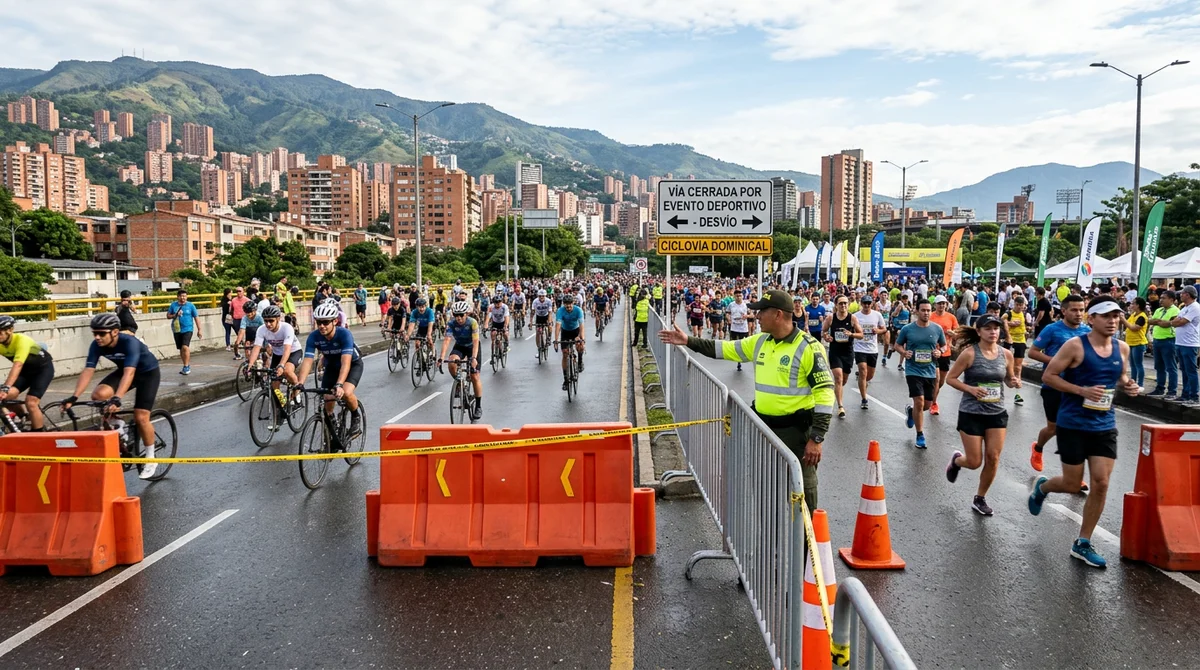 Medellín tendrá cierres viales este domingo por eventos deportivos de alto impacto