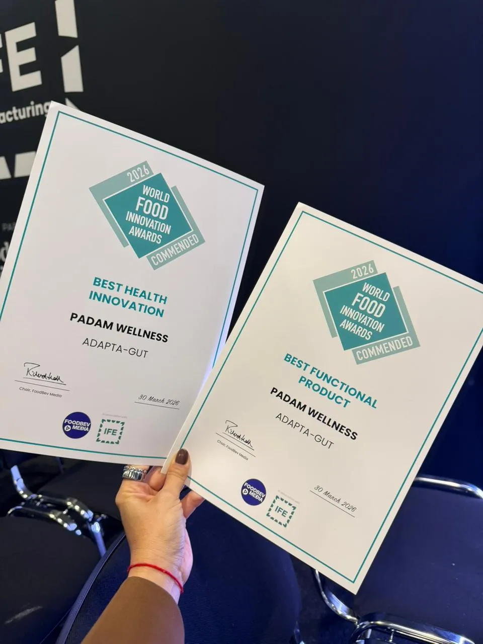 PADAM BIENESTAR recibió reconocimiento en los World Food Innovation Awards 2026 en Londres