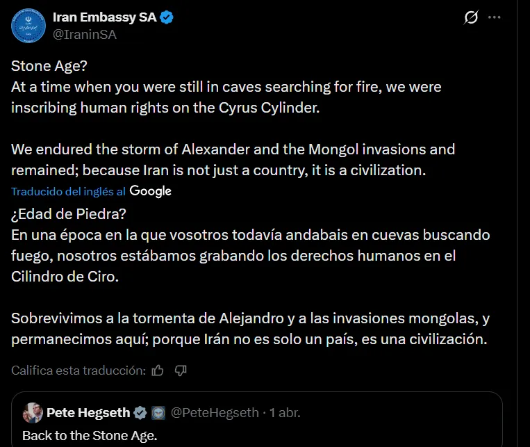 Irán respondió amenazas de Trump de devolverlos a la Edad de Piedra y prometió acciones destructivas