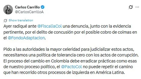 Director de la UNGRD radicó denuncia ante la Fiscalía por irregularidades en el Fondo Adaptación