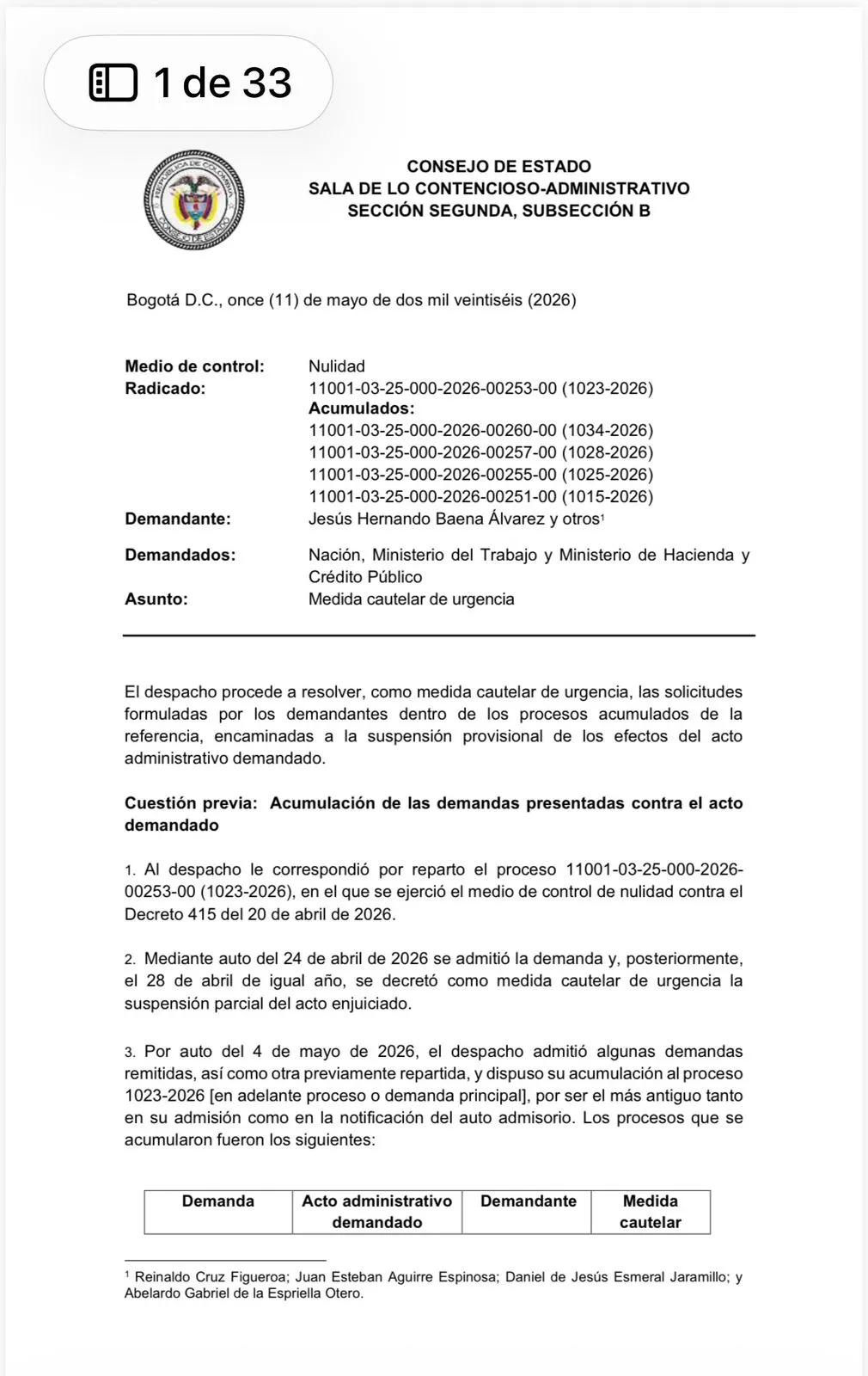 Consejo de Estado suspendió provisionalmente decreto sobre traslado de recursos de fondos privados a Colpensiones