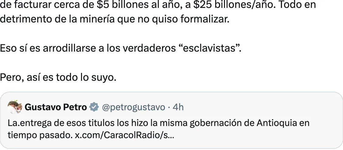 "Eh, Ave María! Como decimos en mi tierra: “primero cae un mentiroso que un cojo”": Andrés Julián Rendón le cantó la tabla a Petro