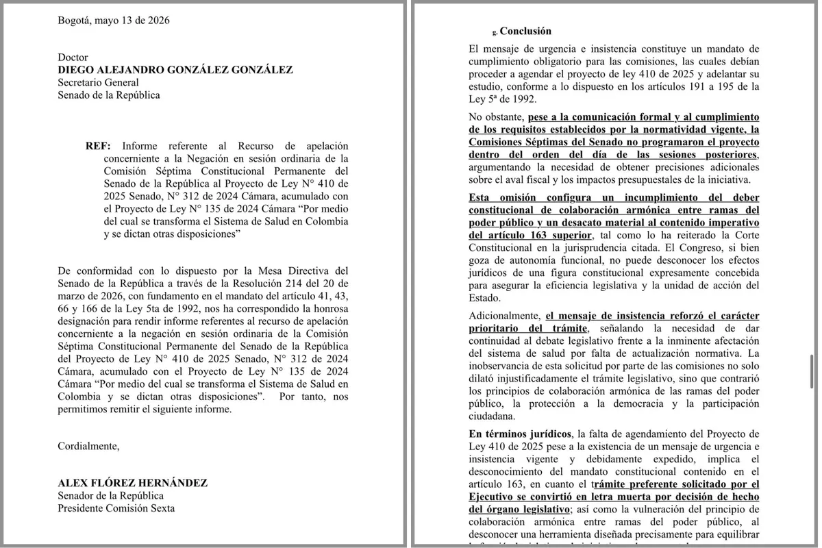 Pacto Histórico impulsará apelación para reactivar trámite de la reforma a la salud en el Senado