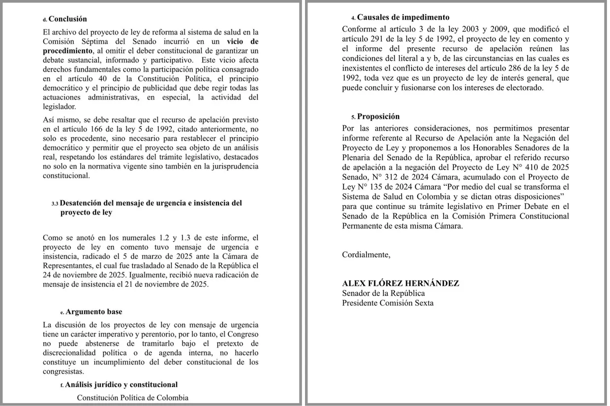 Pacto Histórico impulsará apelación para reactivar trámite de la reforma a la salud en el Senado