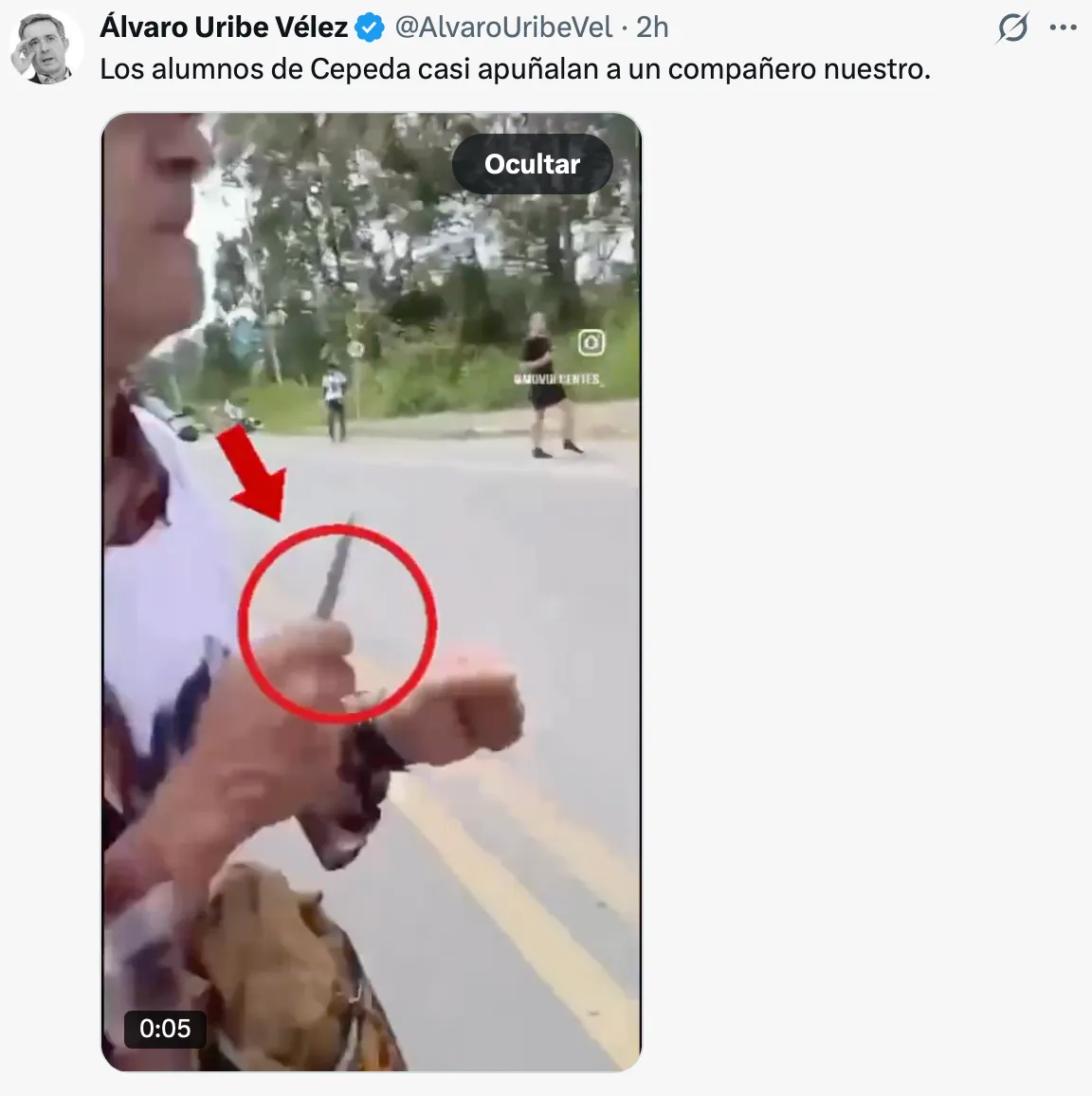 David Toledo denunció presunto intento de agresión con arma blanca durante disturbios cerca de vivienda de Álvaro Uribe