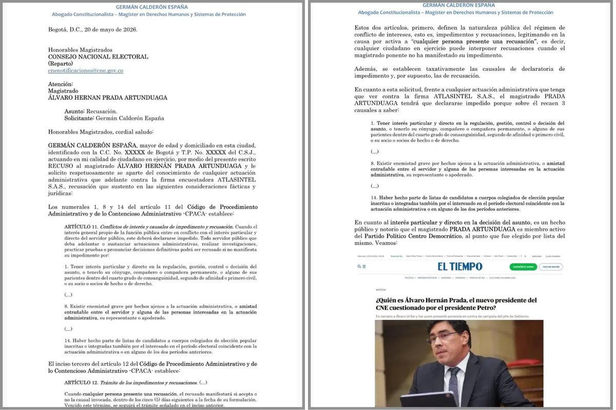Recusan al magistrado Álvaro Hernán Prada en el CNE dentro del proceso contra AtlasIntel