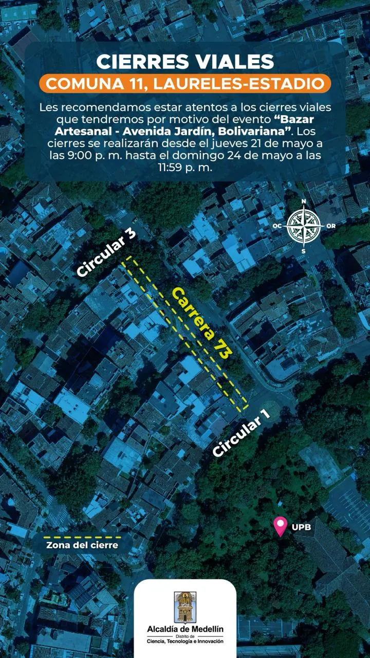 Alcaldía de Medellín anunció cierres viales por eventos durante el fin de semana