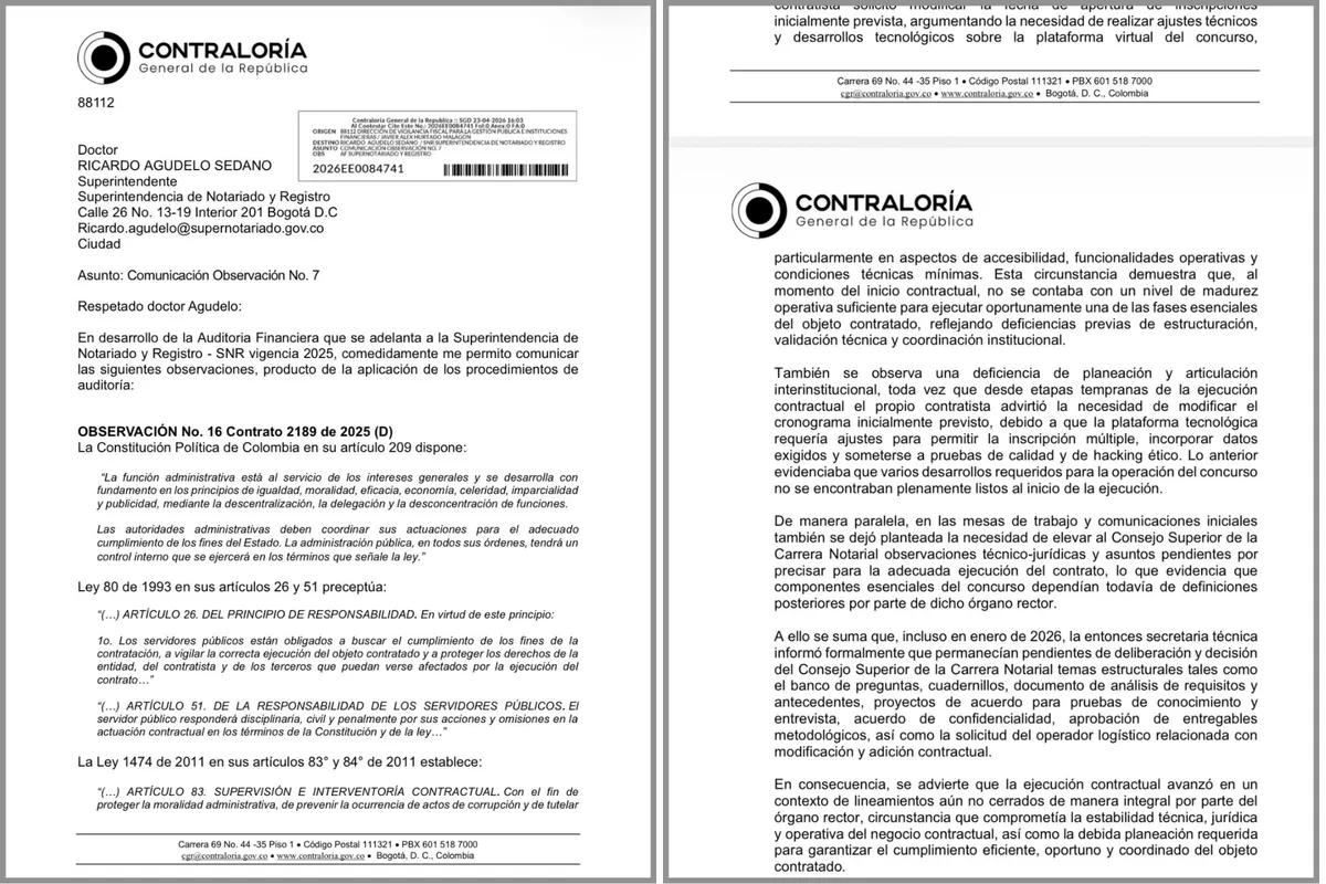 Concurso para designar notarios enfrenta revisión tras advertencias de la Contraloría por fallas administrativas