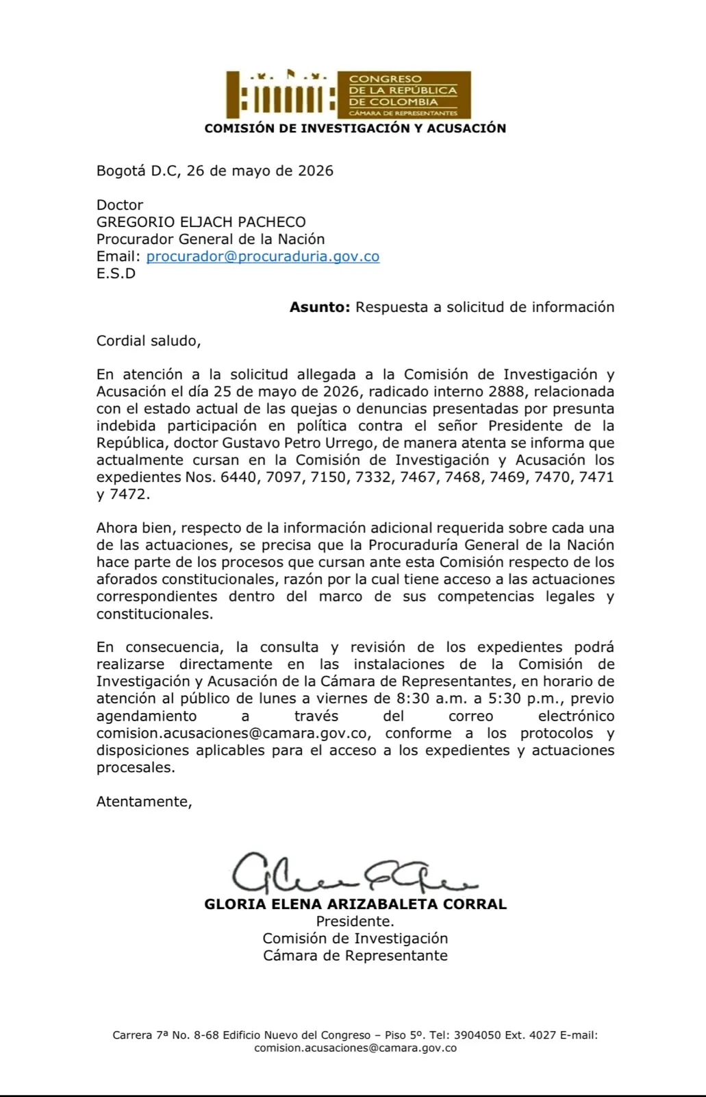 Comisión de Acusación confirmó expedientes contra Gustavo Petro por presunta participación en política