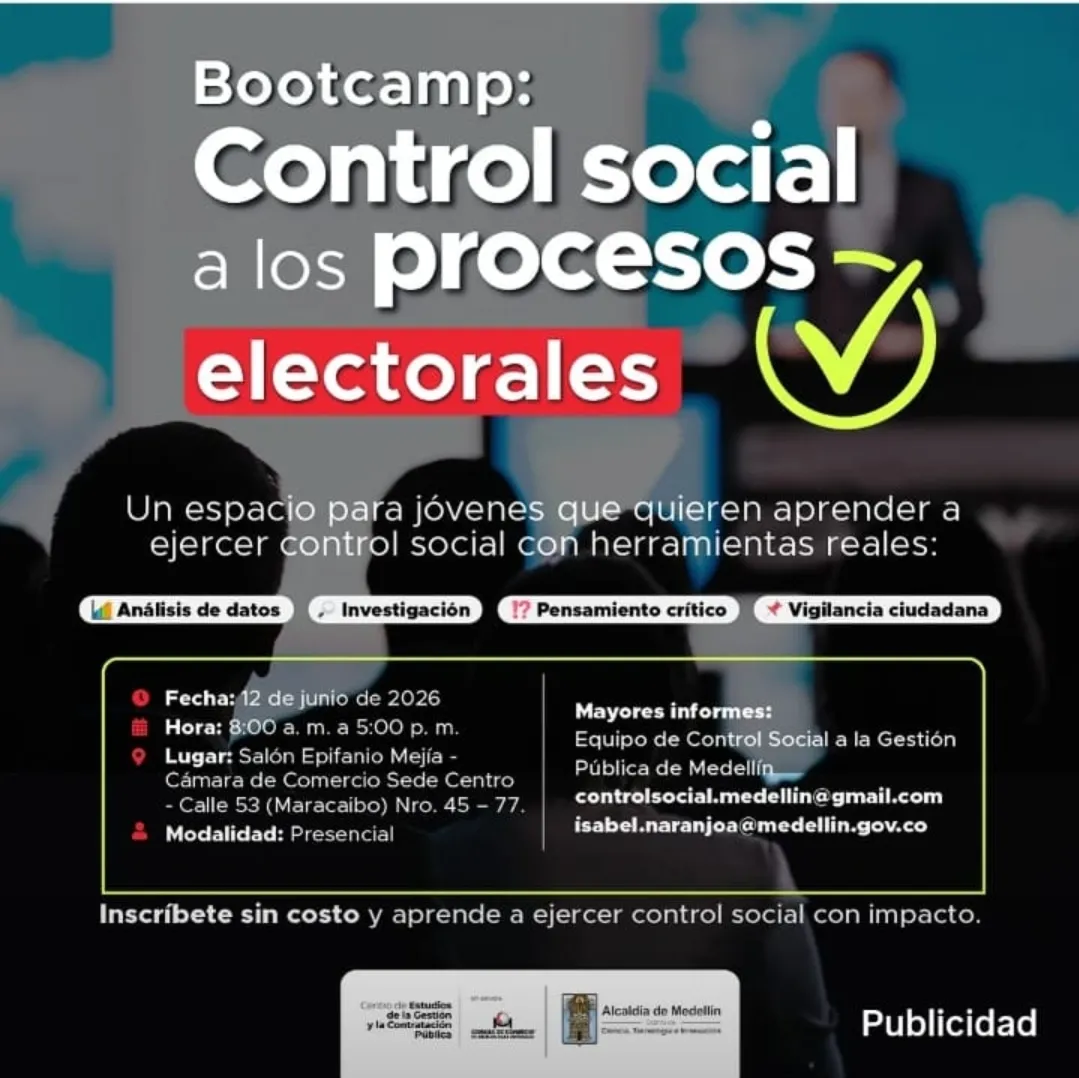 Jóvenes universitarios fortalecen sus capacidades de vigilancia electoral en Medellín mediante bootcamp de control social