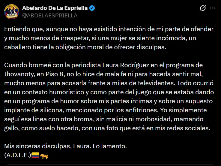 Juez ordenó a Abelardo de la Espriella retractarse y pedir disculpas por comentarios a periodista en entrevista