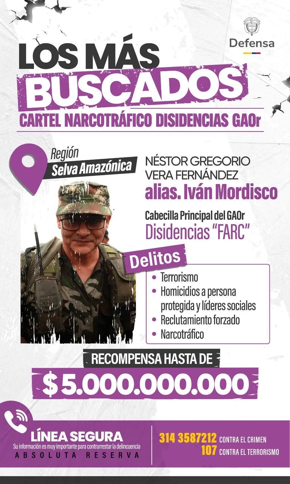 Ministro Pedro Sánchez confirmó bombardeo contra estructura de alias “Mordisco” en Guaviare y reportó menor recuperado