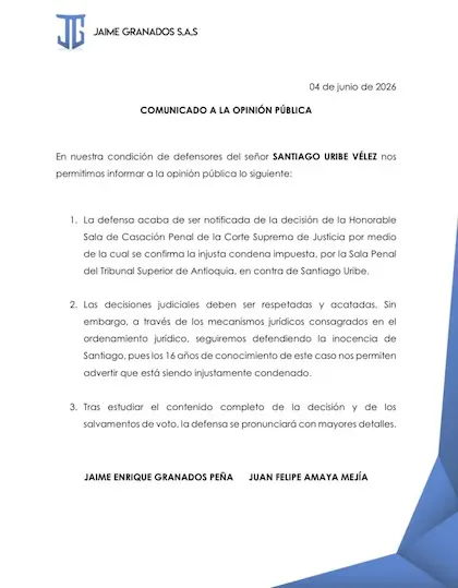 Corte Suprema dejó en firme condena contra Santiago Uribe Vélez por el caso de los ‘Doce Apóstoles’