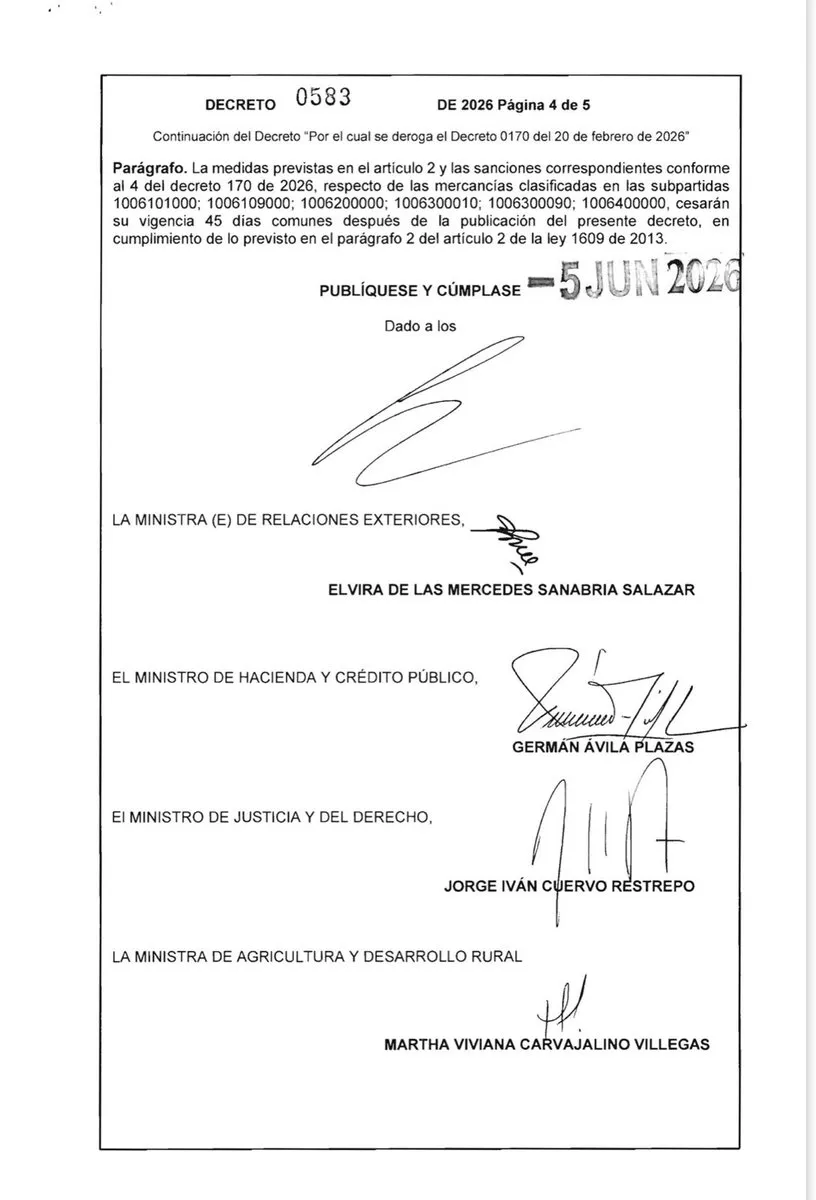 Gobierno derogó arancel del 30% a importaciones desde Ecuador