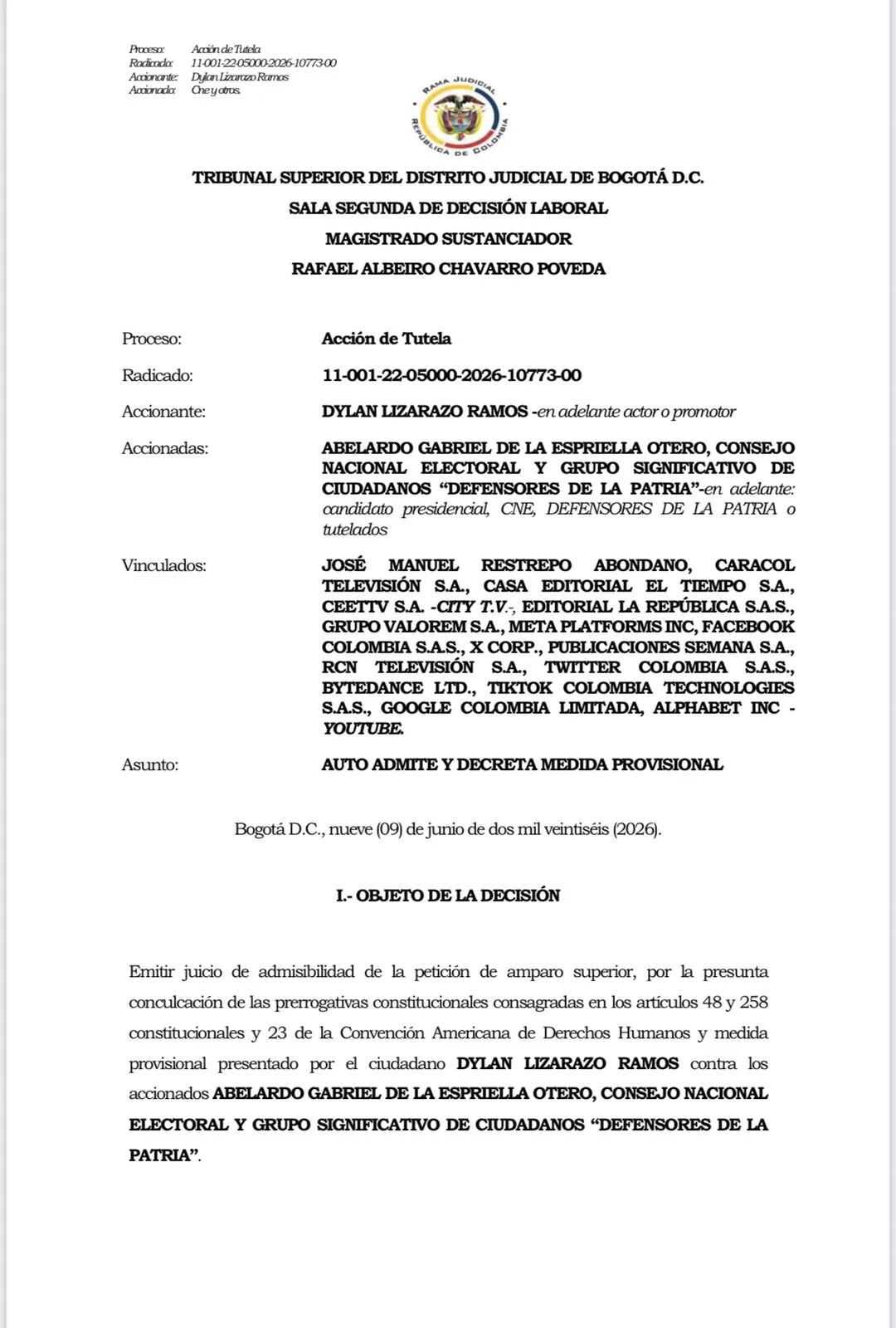Tribunal de Bogotá ordenó retirar propaganda de “Defensores de la Patria” por uso de símbolos patrios y referencias a instituciones militares