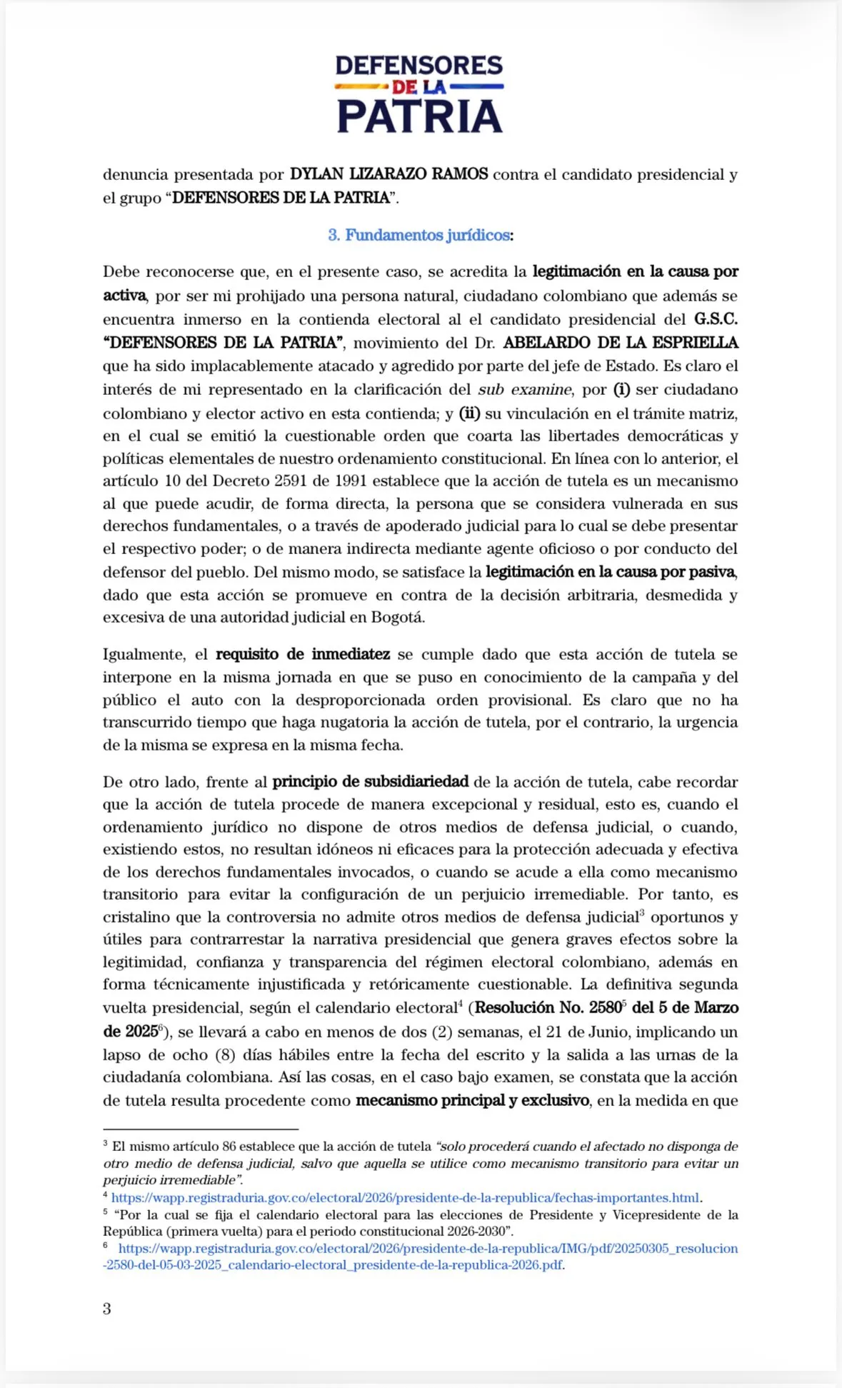 Campaña de Abelardo De La Espriella acude a la Corte Suprema tras medida que restringe uso de símbolos y eslóganes electorales