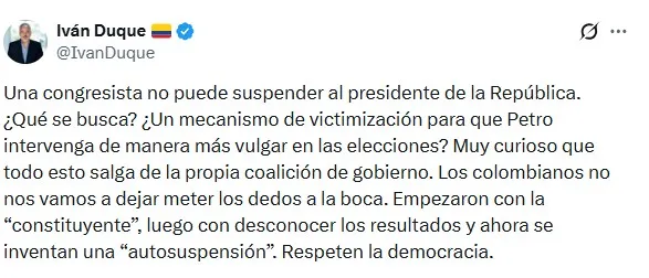 "Jugada electoral" y "victimización": arrecian las críticas tras orden de suspensión contra Petro