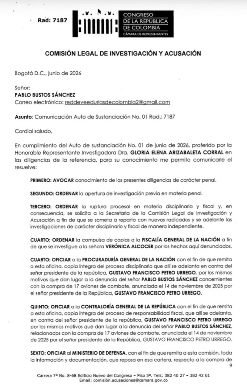 Comisión de Acusaciones abrió investigación contra Petro por compra de aviones de combate y se suma a una cadena de actuaciones en su contra