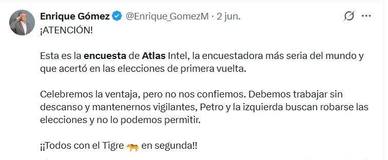 Cabal y Vicky Dávila destacaron ventaja de De La Espriella en encuesta AtlasIntel, lo ubicó 7,8 puntos por encima de Cepeda