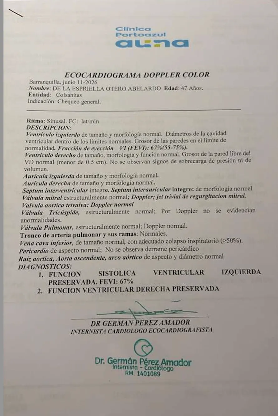 Exámenes médicos de Abelardo De La Espriella mostraron un estado de salud estable en plena campaña presidencial