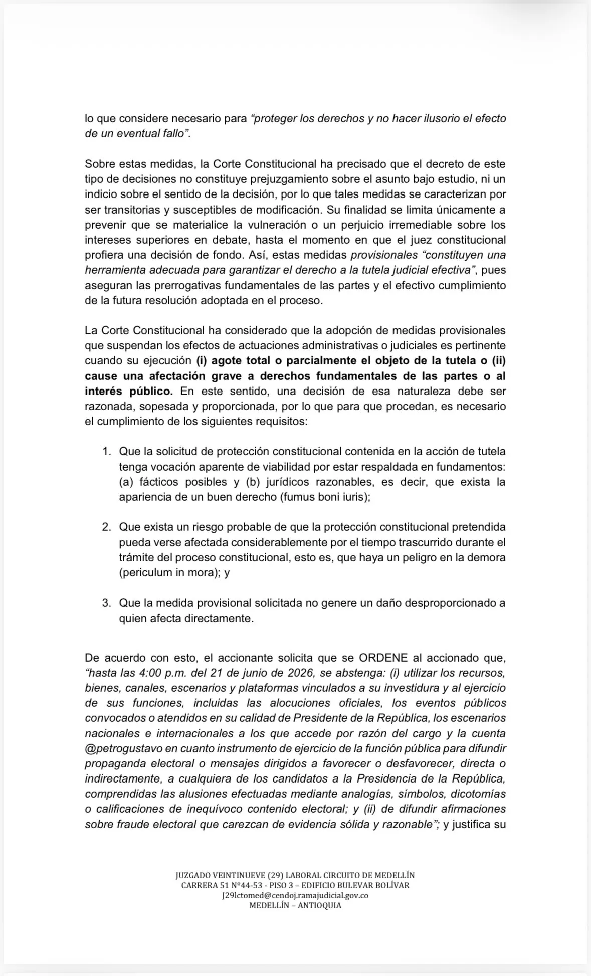 Juzgado ordenó a Petro abstenerse de usar su cuenta de X y canales oficiales para emitir mensajes de contenido electoral