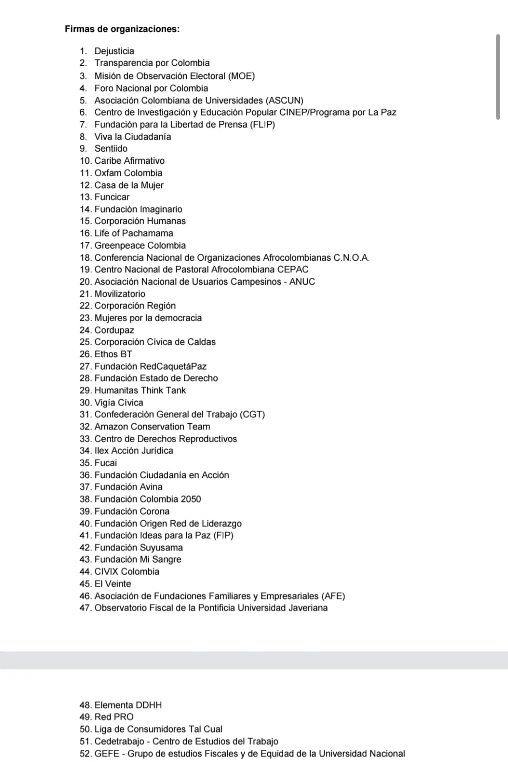 Más de 50 organizaciones pidieron reconocer los resultados electorales y rechazaron denuncias de fraude sin pruebas
