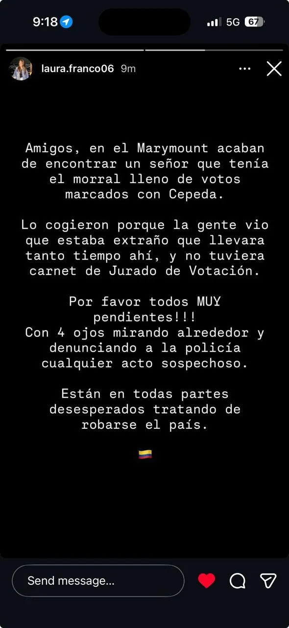 Rectora del Colegio Marymount desmintió en IFMNOTICIAS versión viral sobre presuntos votos marcados en puesto de votación