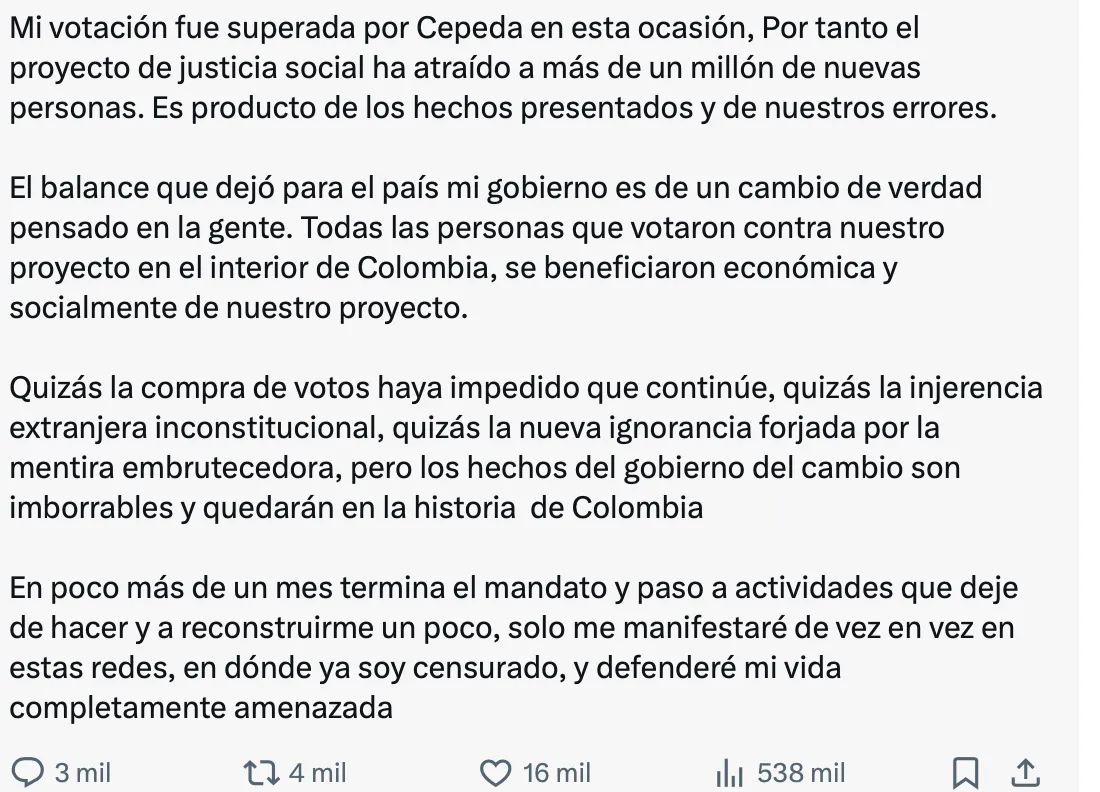 Elecciones 2026: Petro cuestionó resultados preliminares, pidió reforzar los escrutinios y advirtió sobre riesgos para su proyecto político
