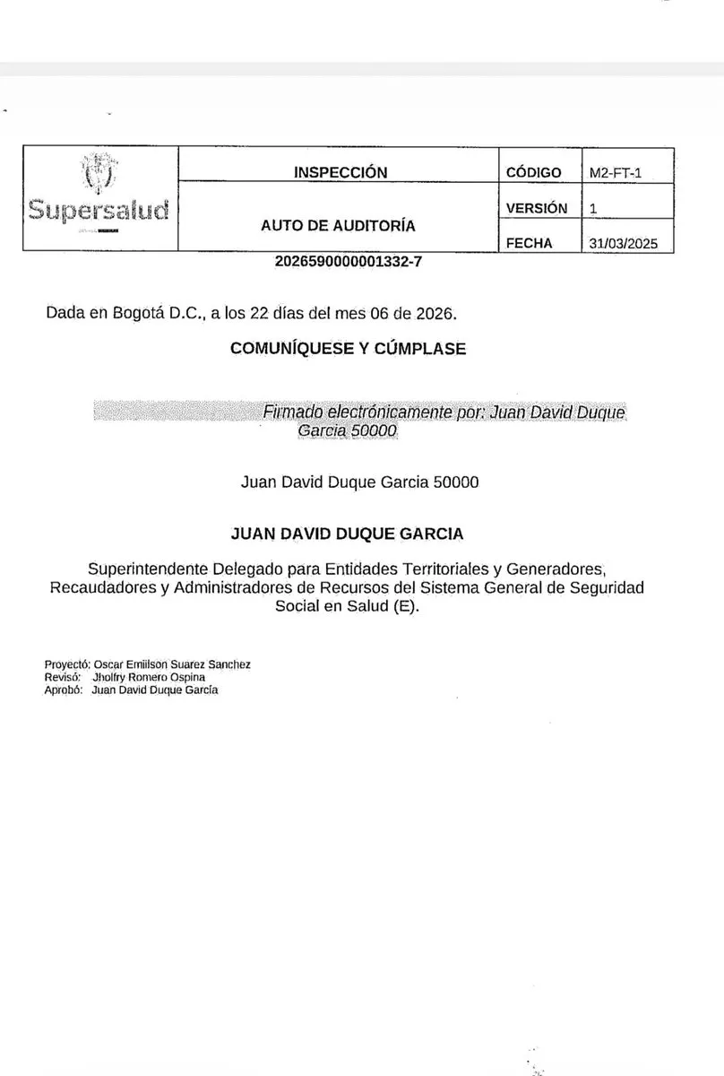 Rendón cuestionó inspección de Supersalud a la FLA y advirtió posible retaliación tras elecciones en Antioquia