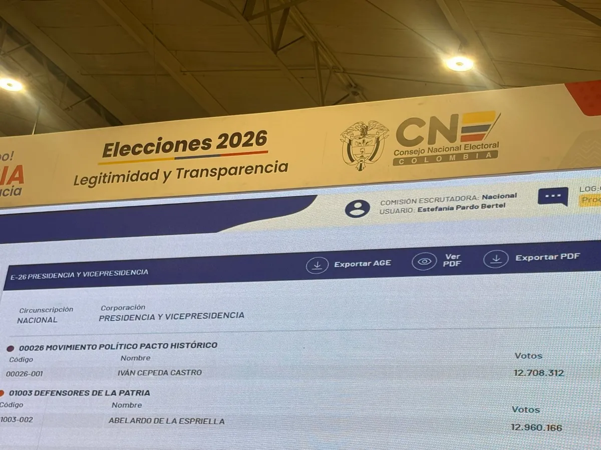 Escrutinio nacional ajusta resultado presidencial: Abelardo De La Espriella suma votos e Iván Cepeda registra reducción frente al preconteo