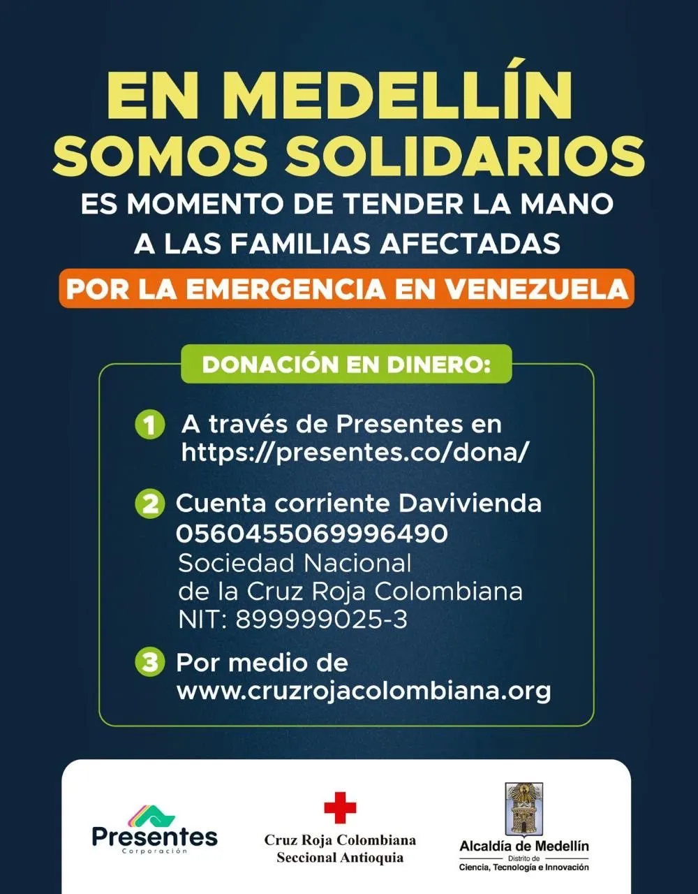 Medellín activó campaña de ayuda humanitaria y apoyo psicosocial para atender emergencia en Venezuela