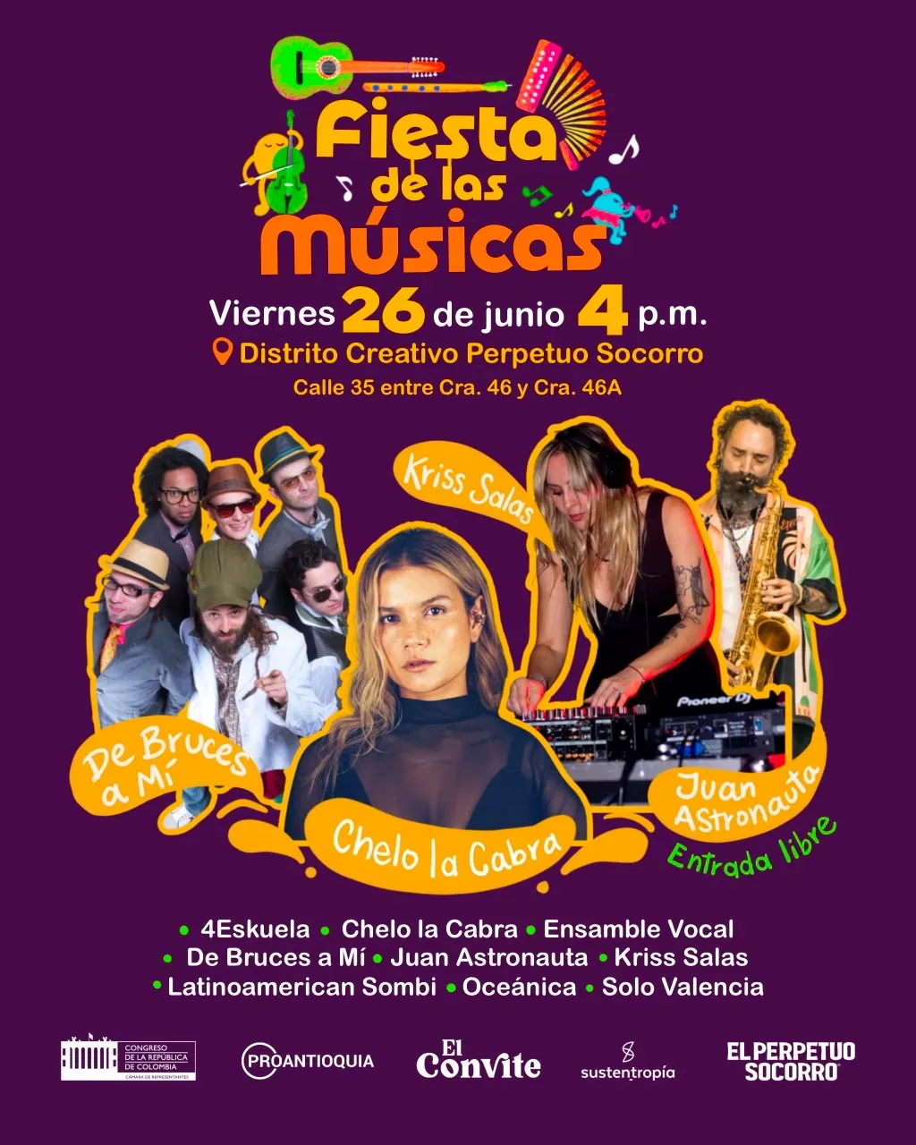 Fiesta de las Músicas llega hoy al Perpetuo Socorro con artistas en vivo y entrada libre en Medellín