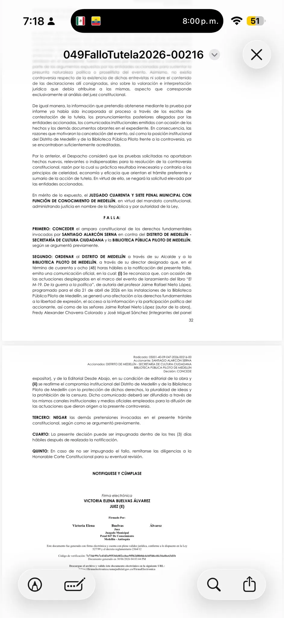 Fallo judicial obligó al Distrito de Medellín a admitir vulneración de derechos por cancelar evento del libro E-19