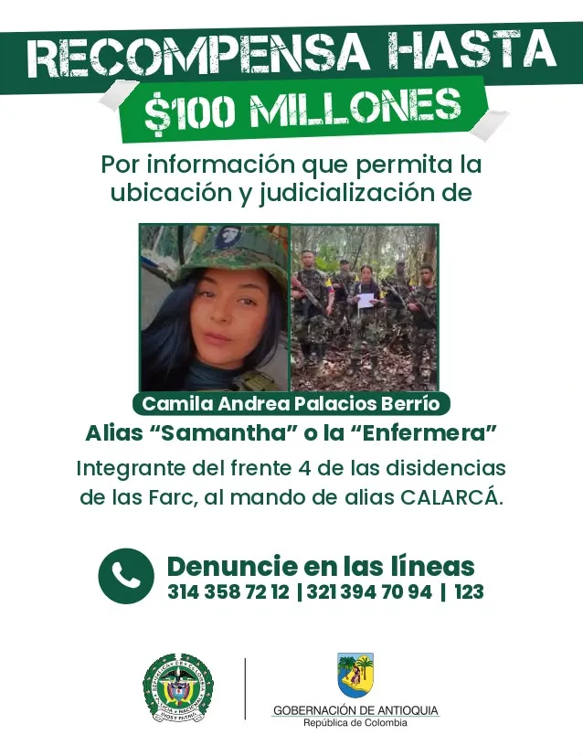 Alias Samantha aparece en videos del frente 4 de las Farc y es buscada en Antioquia
