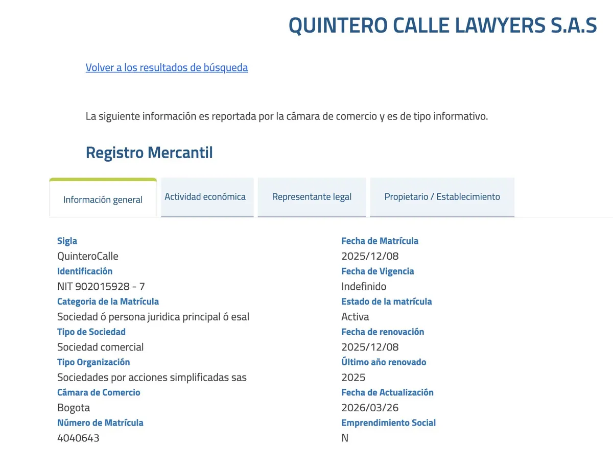 La firma de abogados de Daniel Quintero queda bajo la lupa: fue creada hace 11 meses, pero dice tener 15 años de experiencia
